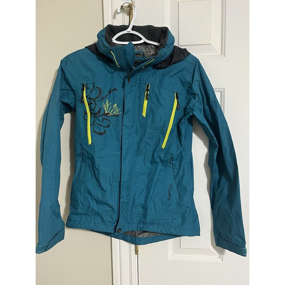THE NORTH FACE Size S Nylon Hyvent Hooded Tibbedee Flamenco Blue Jacket EUC